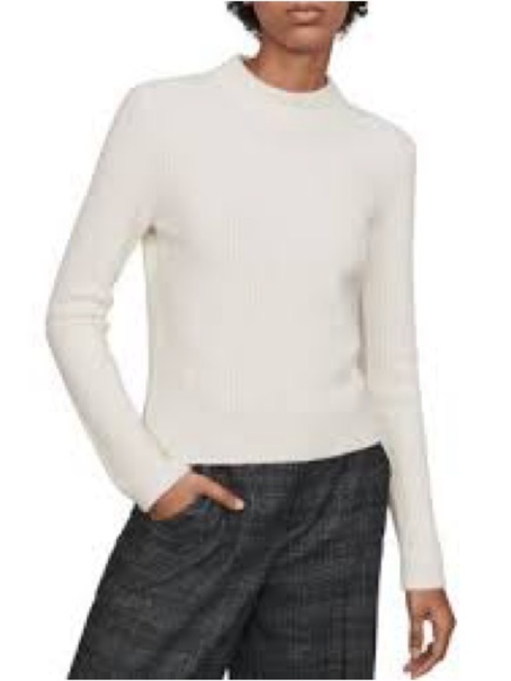PAIGE Cream Alpaca Turtleneck Sweater Exposed Back Zipper